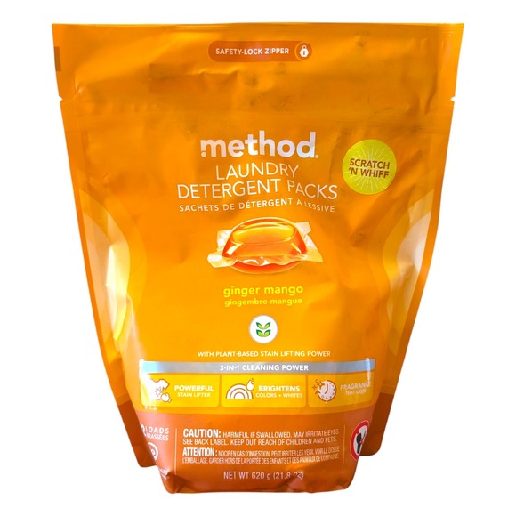 Method Laundry Detergent Packs Ginger Mango 42 Pods 3-in-1 Cleaning Plant-Based - Picture 1 of 6